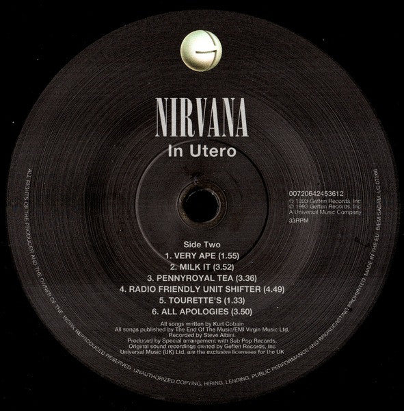 Nirvana : In Utero (LP, Album, RE, RP, 180)