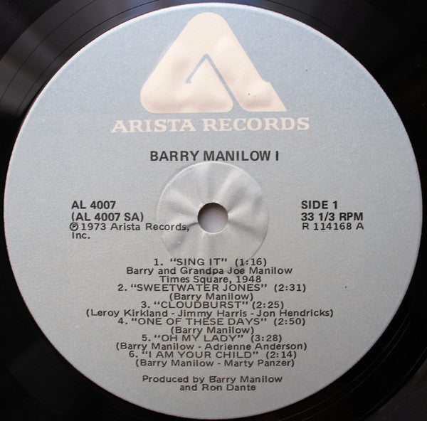 Barry Manilow : Barry Manilow I (LP, Album, Club, RE)