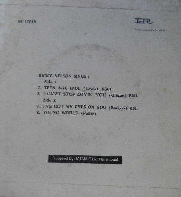 Ricky Nelson (2) : Teen Age Idol (7", EP)