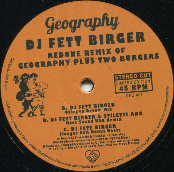 DJ Fett Birger* : Redone Remix Of Geography Plus Two Burgers  (12", Ltd)