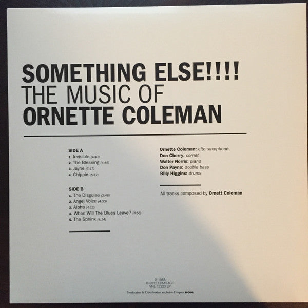 Ornette Coleman : Something Else!!!! (LP, Album, RE, 180)