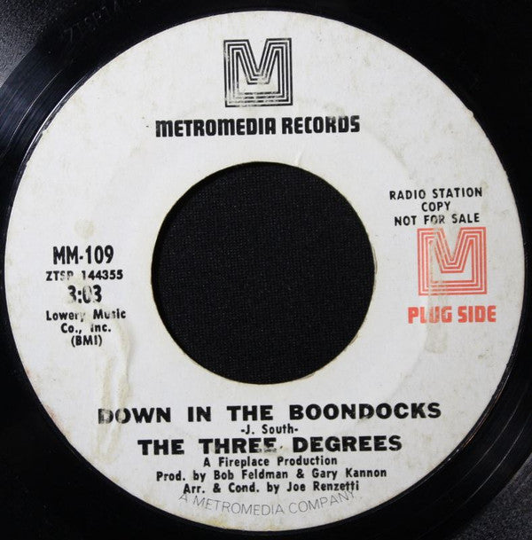 The Three Degrees : Down In The Boondocks / Warm Weather Music (7", Promo)