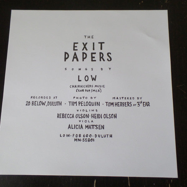 Low : The Exit Papers (A Soundtrack By Low) (LP, RE)