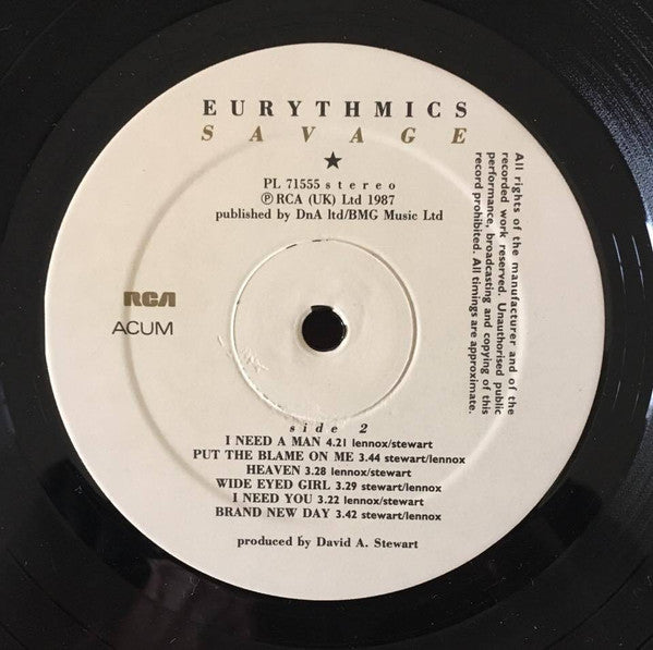 Eurythmics : Savage (LP, Album)