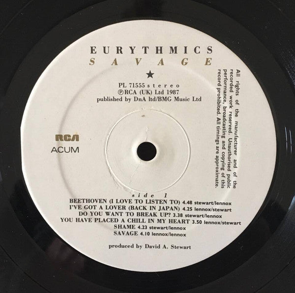 Eurythmics : Savage (LP, Album)