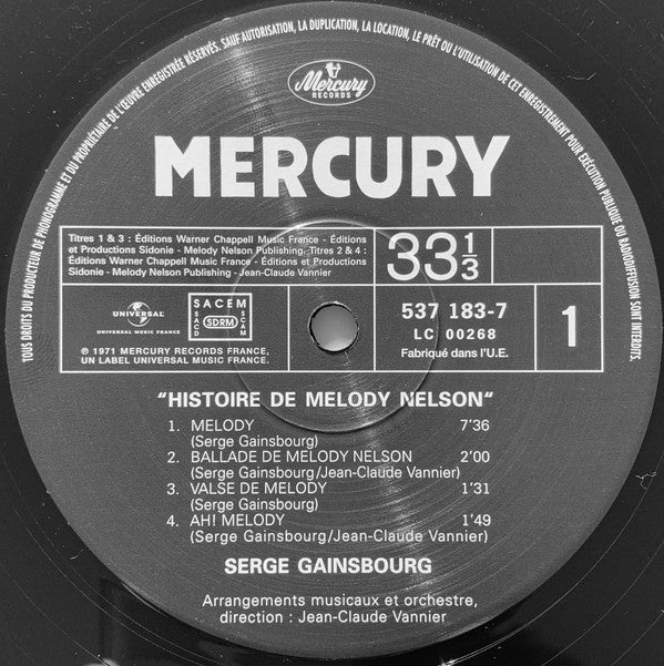 Serge Gainsbourg : Histoire De Melody Nelson (LP, Album, RE, RM, 180)