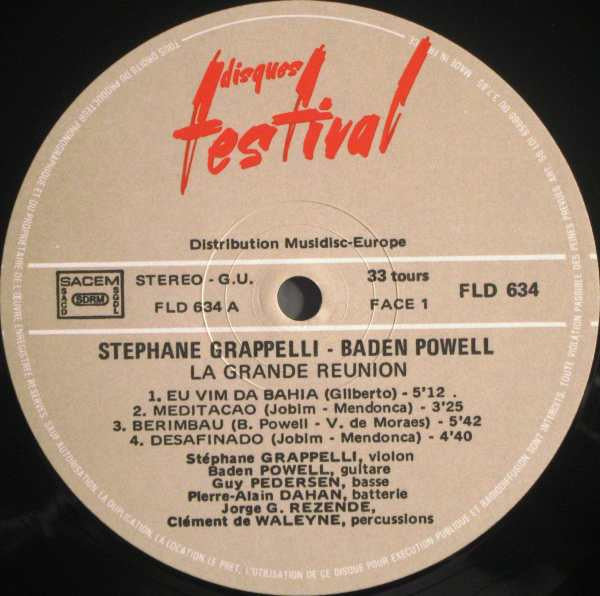 Stéphane Grappelli / Baden Powell : La Grande Réunion (LP, Album, RE, Gat)