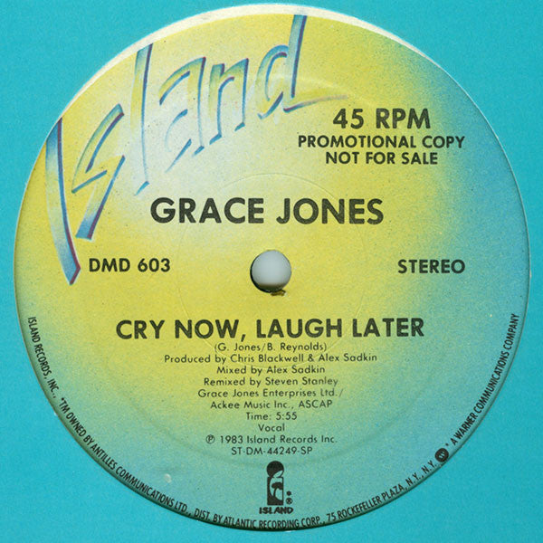 Grace Jones : Cry Now, Laugh Later (12", Promo)
