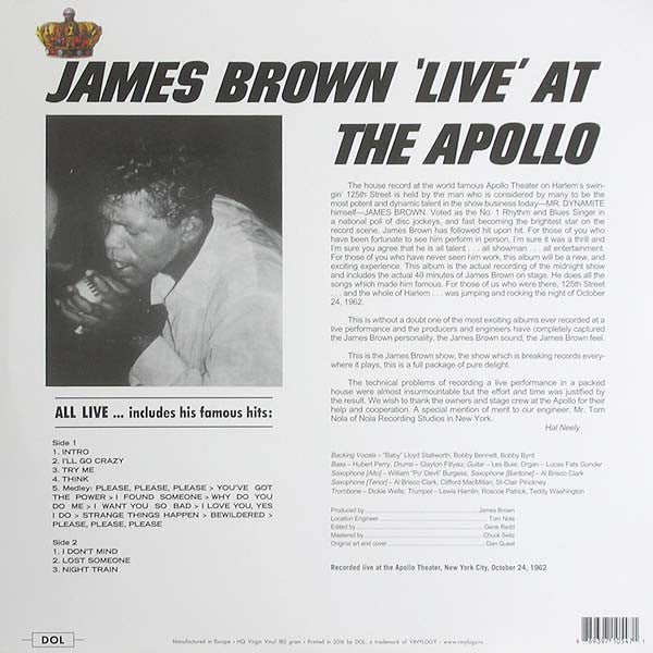 James Brown : Live At The Apollo (LP, Album, RE, Blu)