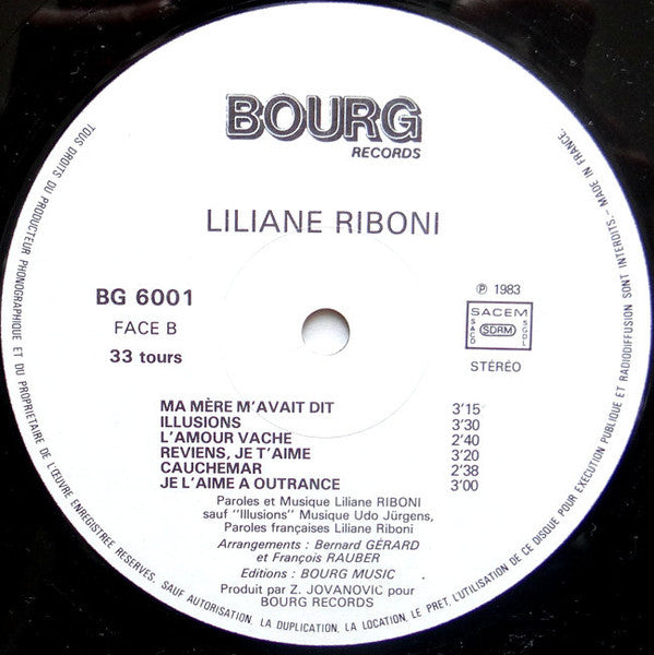 Liliane Riboni : Album N°1 Bis (LP, Album, Gat)