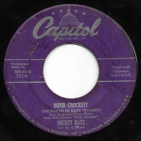 Mickey Katz And His Orchestra : Duvid Crockett / Tweedlee Dee (7")