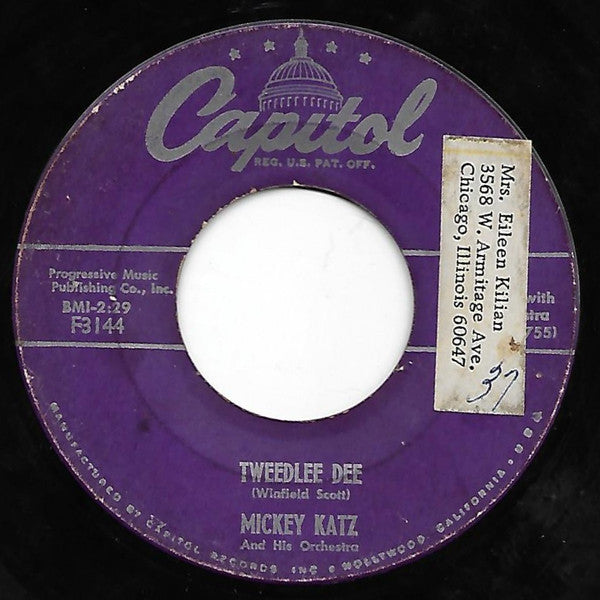 Mickey Katz And His Orchestra : Duvid Crockett / Tweedlee Dee (7")